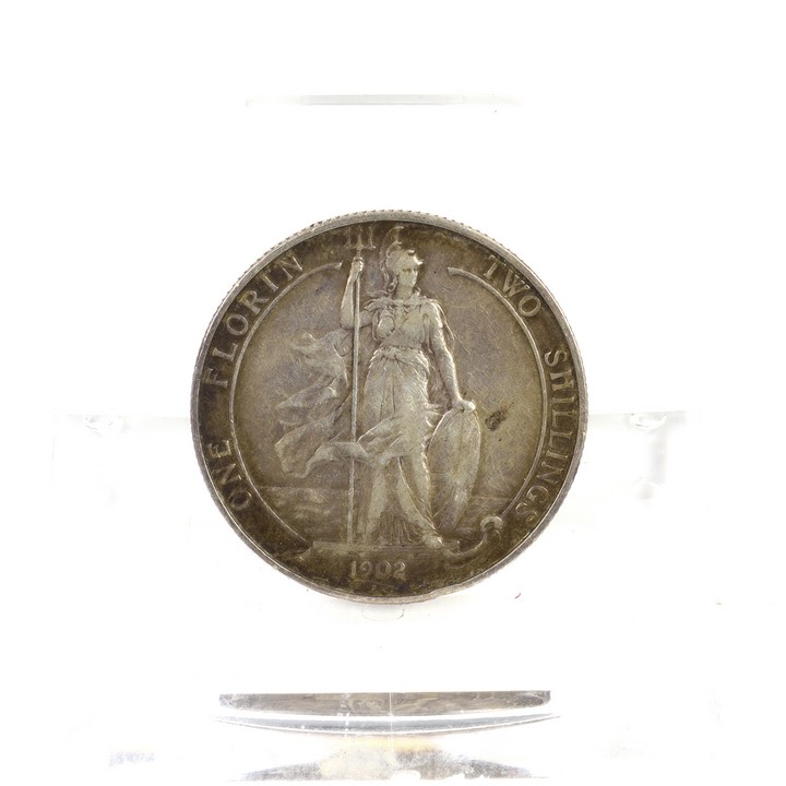 Sterling Silver 1902 Edward VII Florin Coin, 11.2g (VAT Only Payable on Buyers Premium)