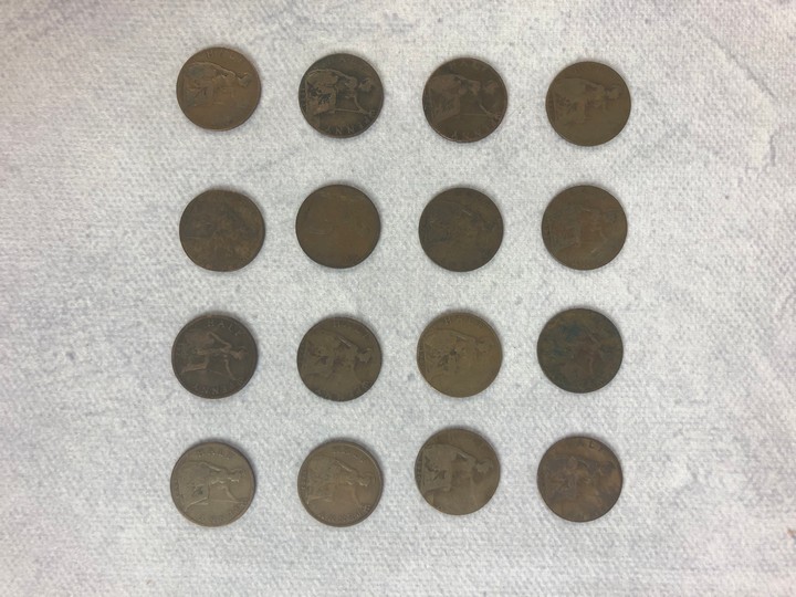 Sixteen Half Penny Coins, years ranging between 1920 - 1928 (VAT Only Payable on Buyers Premium)