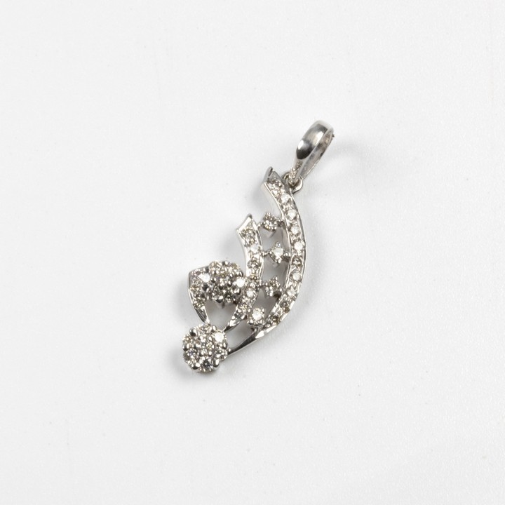 18K White 0.76ct Diamond Pavé Pendant, 3.5x1.2cm, 2.9g.  Auction Guide: £350-£450 (VAT Only Payable on Buyers Premium)