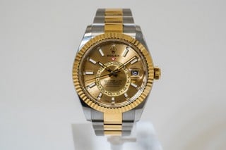 Rolex Sky-Dweller Ref: 326933 Automatic Watch. 42mm Stainless Steel Case with 18ct Yellow Gold Fluted Bezel, Champagne Dial and Stainless Steel & 18ct Yellow Gold Oyster Bracelet. Age: Post 2011. No