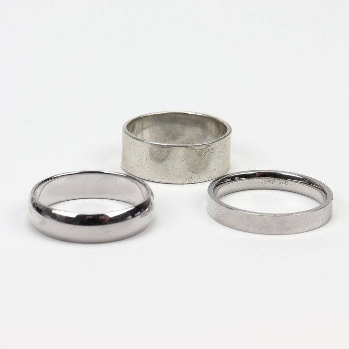 Silver Trio of Plain Band Rings, Size Y, total weight 17.6g (VAT Only Payable on Buyers Premium)