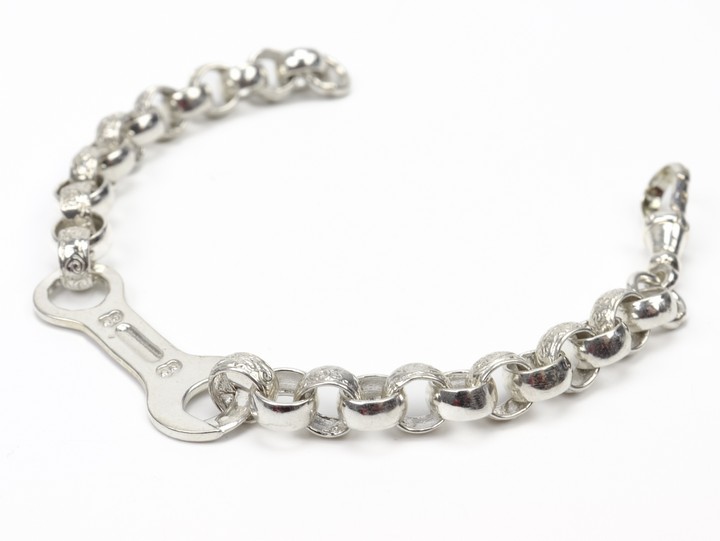 Silver Patterned Belcher with Spanner Bracelet, 18cm, 15.5g (VAT Only Payable on Buyers Premium)