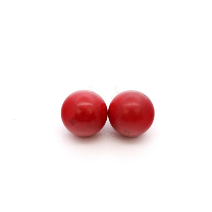 Silver Coral Ball Stud Earrings, 1cm, 3.3g (VAT Only Payable on Buyers Premium)