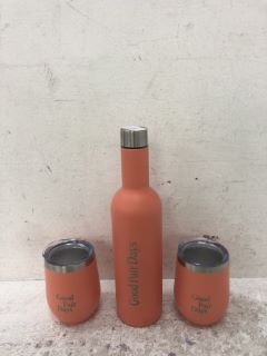 2X GOOD PAIR DAYS THERMAL CUPS,1X THERMAL FLASK IN PINK RRP-£60