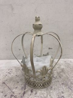 BOX OF ITEMS TO INCLUDE WHITE METAL CROWN ORNAMENT - RRP £220