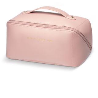 BOX OF LEATHER WOMENS TOILETRY BAGS IN PINK RRP-£130