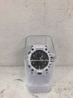 WHITE GOLIATH WATCH WITH BLACK FACE & WHITE STRAP