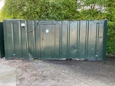 20FT X 8FT STANDING SHIPPING CONTAINER WORKPLACE/CANTEEN - KEYS PRESENT (RISK ASSESSMENT AND METHOD STATEMENT REQUIRED BEFORE REMOVAL OF GOODS) LOCATION: BIRMINGHAM