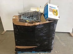 PALLET OF ASSORTED ITEMS TO INC PEDESTAL FAN AND CATERING STEEL TRAYS