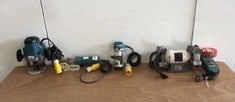 3 X MAKITA 110V POWER TOOLS TO INCLUDE MAKITA ROUTER MODEL AND ACMINSTER STONE GRINDER MODEL AWEGDL