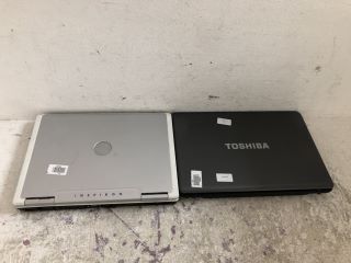 1X TOSHIBA LAPTOP IN BLACK,1X DELL INSPIRON LAPTOP IN SILVER( SPARES AND REPAIRS HDD/SSD REMOVED)