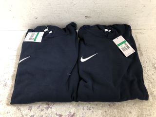 2X MENS NIKE MENS BASIC HOODIE IN NAVY WITH WHITE DETAIL SIZE UK XL RRP-£100