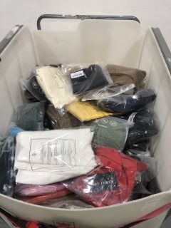 1X CAGE OF ASSORTED MENS / WOMENS CLOTHES TO INCLUDE WOMENS BIKINI  AND BROWN LOOSE LEG JOGGERS APPROX RRP £550 (CAGE NOT INCLUDED)