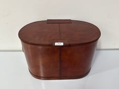 LEATHER RECYCLING BIN WITH STITCHING DETAILS - TWO COMPARTMENTS - RRP £158 (COLLECTION OR OPTIONAL DELIVERY)