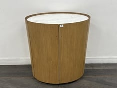 ANDREA COMPACT BAR IN OAK WITH CARRARA MARBLE TOP - RRP £1,695 (COLLECTION OR OPTIONAL DELIVERY)