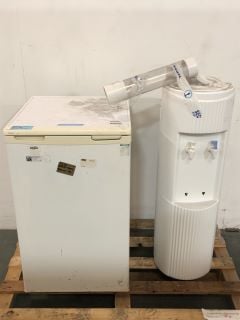 1X WHITE CRYSTAL MOUTAIN FLOOR STANDING WATER DISPENSER ( VIEWING ADVISED) AND 1X WHITE UNDER THE COUNTER LEC LARDER FRIDGE (VIEWING ADVISED) RRP £280 (PALLET NN6 7GX 2286/2290 LOAD NN6 7GX 280
