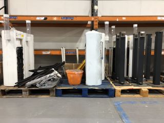 3 PALLETS OF ASSORTED ITEMS TO INCLUDE 7X WATER DISPENSERS, 6X HAND SANITIZERS AND METAL FRAME PIECES (PALLET NN6 7GX 2341/2337/2342 LOAD NN6 7GX 280)