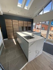 CUCINA COLORE KITCHEN UNITS AND DEKTON MARBLE EFFECT WORKTOP COMPLETE WITH STAINLESS STEEL SINK AND MIXER TAP WITH  FRANKE BOILING WATER SYSTEM (RAMS REQUIRED FOR APPROVAL PRIOR TO REMOVING)