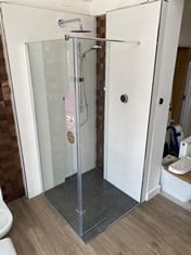 BATHROOM SUITE TO INCLUDE AQUALISA SMART MIXER SHOWER WITH RISER RAIL AND OVERHEAD RAIN FALL HEAD, WALL MOUNTED SINK AND TOILET (RAMS REQUIRED FOR APPROVAL PRIOR TO REMOVING)