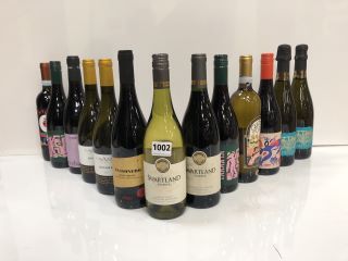 12 X ASSORTED BOTTLES OF WINE TO INCLUDE SWARTLAND RESERVE, ENYGMA, TARANTA, QUATTRO D'ORO, ATTIVO AND CAVAZZA (PLEASE NOTE: 18+YEARS ONLY. STRICTLY NO COURIER REQUESTS. COLLECTIONS MONDAY 29TH APRIL