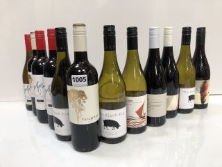 12 X ASSORTED BOTTLES OF WINE TO INCLUDE TALLGUM, THE BLACK PIG, BEDFORD'S, WATERCOURSE AND RIPPER (PLEASE NOTE: 18+YEARS ONLY. STRICTLY NO COURIER REQUESTS. COLLECTIONS MONDAY 29TH APRIL - FRIDAY 3R