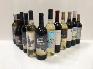 12 X ASSORTED BOTTLES OF WINE TO INCLUDE ALUODO, MONTARIA, PIEROTH, WOLF & FALCON, CHRISTIAN PATAT AND ESPANTA PARDAL (PLEASE NOTE: 18+YEARS ONLY. STRICTLY NO COURIER REQUESTS. COLLECTIONS MONDAY 29T