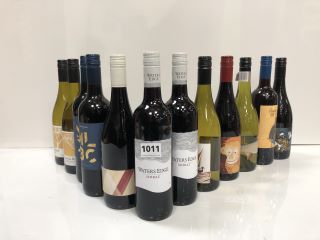 12 X ASSORTED BOTTLES OF WINE TO INCLUDE LEVIATHAN, WATER'S EDGE, ACACIA ROAD, PECULIAR MR PAT, JAMMY MONKEY AND EARTH & SUN (PLEASE NOTE: 18+YEARS ONLY. STRICTLY NO COURIER REQUESTS. COLLECTIONS MON