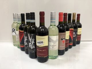 12 X ASSORTED BOTTLES OF WINE TO INCLUDE GIORDANO, BRIC, LA SCENA AND VITA LITA (PLEASE NOTE: 18+YEARS ONLY. STRICTLY NO COURIER REQUESTS. COLLECTIONS MONDAY 29TH APRIL - FRIDAY 3RD MAY 2024 ONLY)