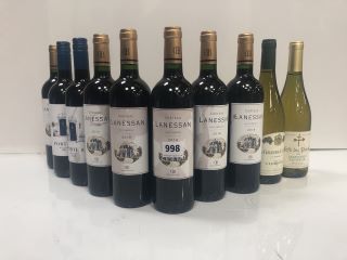 10 X ASSORTED BOTTLES OF WINE TO INCLUDE LES GRANDS CAILLOUX, CHATEAU LANESSAN HAUT-MEDOC 2018, PORTE 8 AND CLEFS DU PONTIF (PLEASE NOTE: 18+YEARS ONLY. STRICTLY NO COURIER REQUESTS. COLLECTIONS MOND