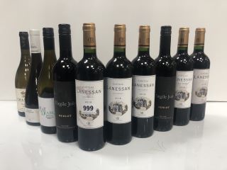 10 X ASSORTED BOTTLES OF WINE TO INCLUDE CHATEAU LANESSAN HAUT-MEDOC 2018, DAMPT FRERES, VIRGILE JOLY, LE PONT DU DIABLE AND DOMAINE DES HAUBERGES (PLEASE NOTE: 18+YEARS ONLY. STRICTLY NO COURIER REQ