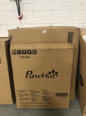 PAWHUT PLASTIC PET ENCLOSURE IN GREY TO INCLUDE PAWHUT PET GATE IN BLACK (COLLECTION OR OPTIONAL DELIVERY)