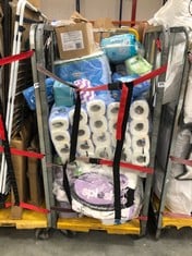 CAGE OF ASSORTED TOILET / KITCHEN ROLL TO INCLUDE SPLASH 12 ROLLS OF 3 PLY LAVENDER SCENTED TOILET ROLL (CAGE NOT INCLUDED) (COLLECTION OR OPTIONAL DELIVERY) (KERBSIDE PALLET DELIVERY)