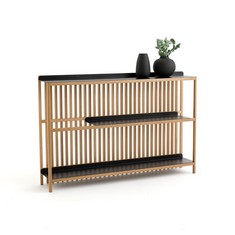 JAC SOLID OAK & METAL SLATTED CONSOLE TABLE (GKL247) (BOXES 1-2) RRP- £575 (COLLECTION OR OPTIONAL DELIVERY)