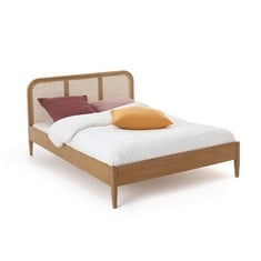 MADARA RETRO OAK AND RATTAN BED (GIE856) RRP- £650 (COLLECTION OR OPTIONAL DELIVERY)