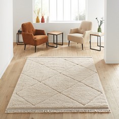 TONIA FRINGED BERBER STYLE RUG 120 X 170CM RRP- £110 (COLLECTION OR OPTIONAL DELIVERY)