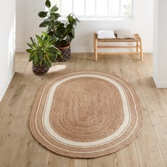 AFTAS OVAL JUTE RUG NATURAL/WHITE 160 X 230CM RRP- £190 (COLLECTION OR OPTIONAL DELIVERY)