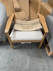 JOHN LEWIS CORD ARMCHAIR LIGHT WOOD OAK FRAME NATURAL BOUCLE RRP- £649 (COLLECTION OR OPTIONAL DELIVERY)