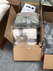 BOX OF ASSORTED SOFT FURNISHINGS TO INCLUDE TEXTURES CROSS KNIT ASPEN GREEN 130X170CM (960536) - RRP £29.95 (COLLECTION OR OPTIONAL DELIVERY)