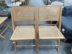2 X JOHN LEWIS ANYDAY RATTAN FOLDING CHAIRS NATURAL TOTAL RRP- £238 (COLLECTION OR OPTIONAL DELIVERY)