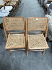 2 X JOHN LEWIS ANYDAY RATTAN FOLDING CHAIRS NATURAL TOTAL RRP- £238 (COLLECTION OR OPTIONAL DELIVERY)