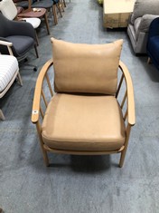 JOHN LEWIS FROOME LEATHER ARMCHAIR OAK LEG, SELLVAGIO PARCHMENT RRP- £949 (COLLECTION OR OPTIONAL DELIVERY)