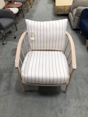 JOHN LEWIS FROME ARMCHAIR WHITE WASHED OAK FRAME EASY CLEAN SINGLE STRIPE COTTON RRP- £799 (COLLECTION OR OPTIONAL DELIVERY)