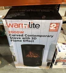 WARMLITE 2000W CURVED CONTEMPORARY STOVE WITH 3D FLAME EFFECT (DELIVERY ONLY)