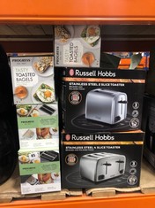 6 X ASSORTED TOASTERS TO INCLUDE RUSSELL HOBBS STAINLESS STEEL 4 SLICE TOASTER BRUSHED & POLISHED FINISH (DELIVERY ONLY)