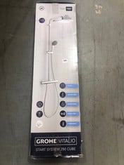 GROHE QUICKFIX VITALIO START SYSTEM 250 CUBE SHOWER SYSTEM WITH THERMOSTAT FOR WALL MOUNTING CHROME 26696000 - RRP £558 (DELIVERY ONLY)