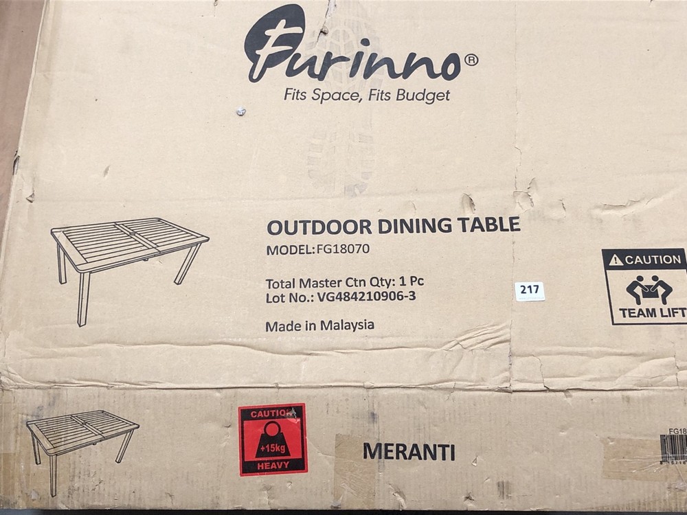 John Pye Auctions FURINNO OUTDOOR DINING TABLE MODEL NO. FG18070 TO