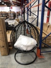 BLACK / WHITE GARDEN HANGING EGG CHAIR (COLLECTION OR OPTIONAL DELIVERY)