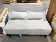 2 SEATER FOLD OUT SOFA BED IN LIGHT GREY FABRIC (COLLECTION OR OPTIONAL DELIVERY)