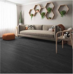 4 X HYDRO CLICK LAMINATE FLOORING IN DARK GREY WOODEN EFFECT APPROX 192 X 1285 X 8MM - 8 PLANKS PER BOX - TOTAL RRP £600 (COLLECTION OR OPTIONAL DELIVERY)