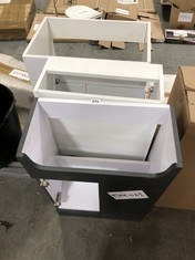 SLIM VANITY UNIT IN WHITE (MISSING BOTH DOORS), BLACK BASIN UNIT & WHITE BASIN UNIT TO INCLUDE 2 DOOR BATHROOM VANITY UNIT - TOTAL RRP £210 (COLLECTION OR OPTIONAL DELIVERY)